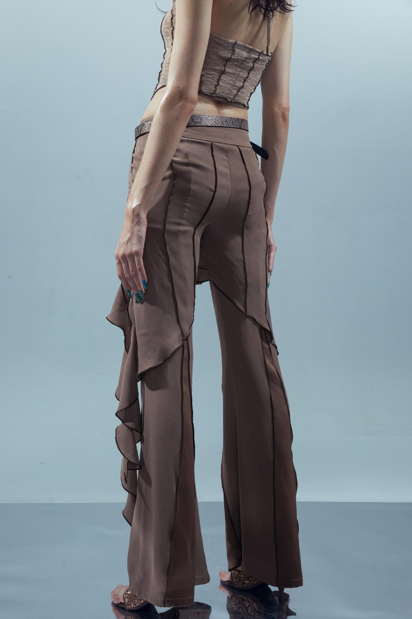 Fiery Chiffon Wide-Leg Trousers
