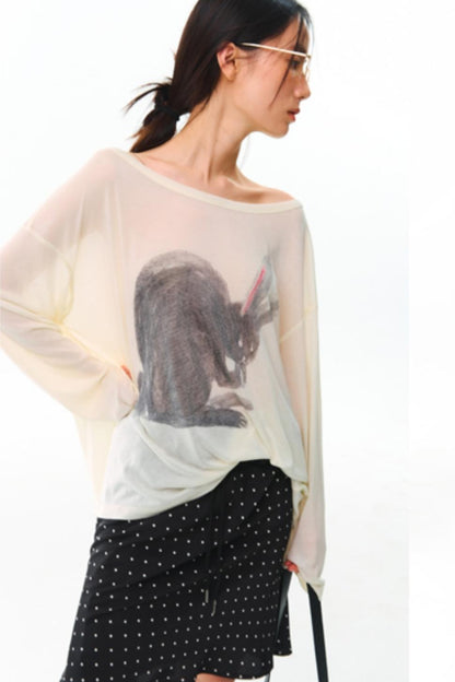 Hand-Painted Tencel Long Sleeve Top
