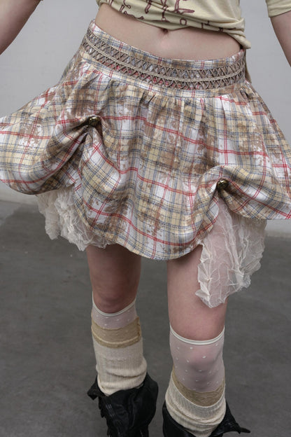 Straight silhouette Plaid Skirt