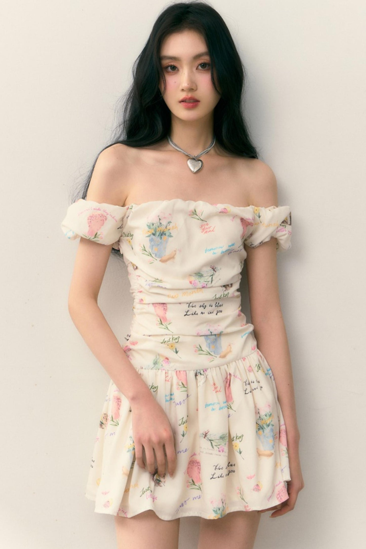 Pastel Lotus Neck-Tie Oriental Dress