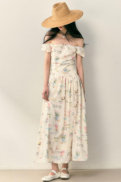 Pastel Lotus Neck-Tie Oriental Dress