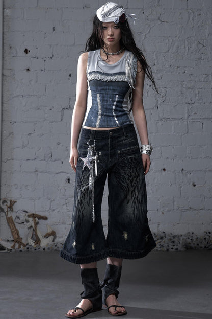 Winged Denim Trousers