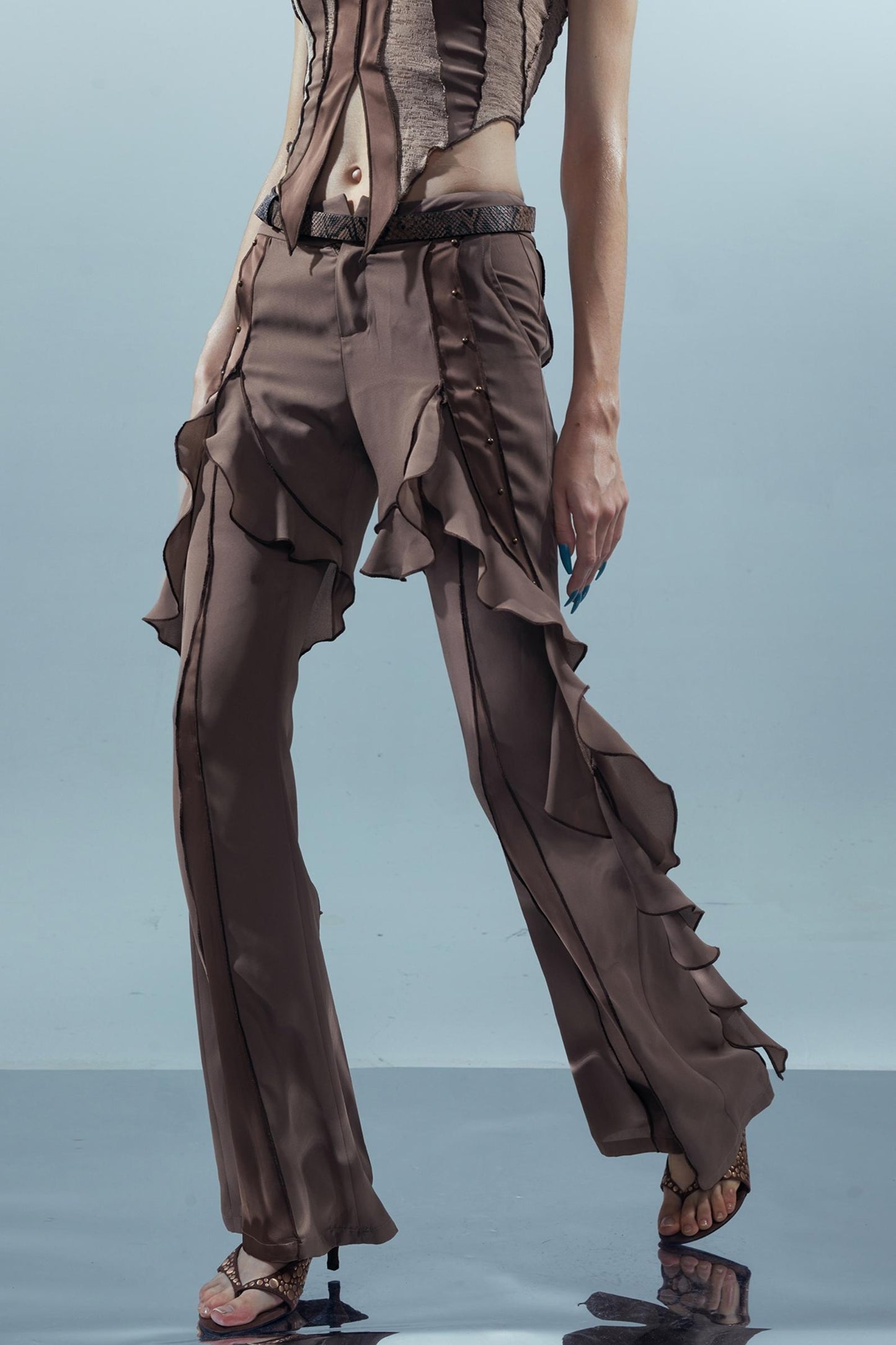 Fiery Chiffon Wide-Leg Trousers