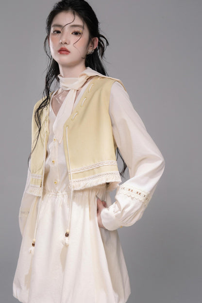 Urban Hibiscus Apricot Shirt Dress Set-Up