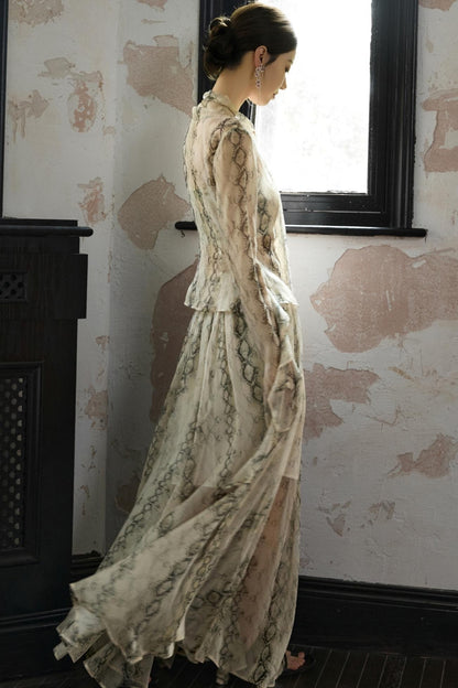 Snake Print A-line Skirt Set-Up