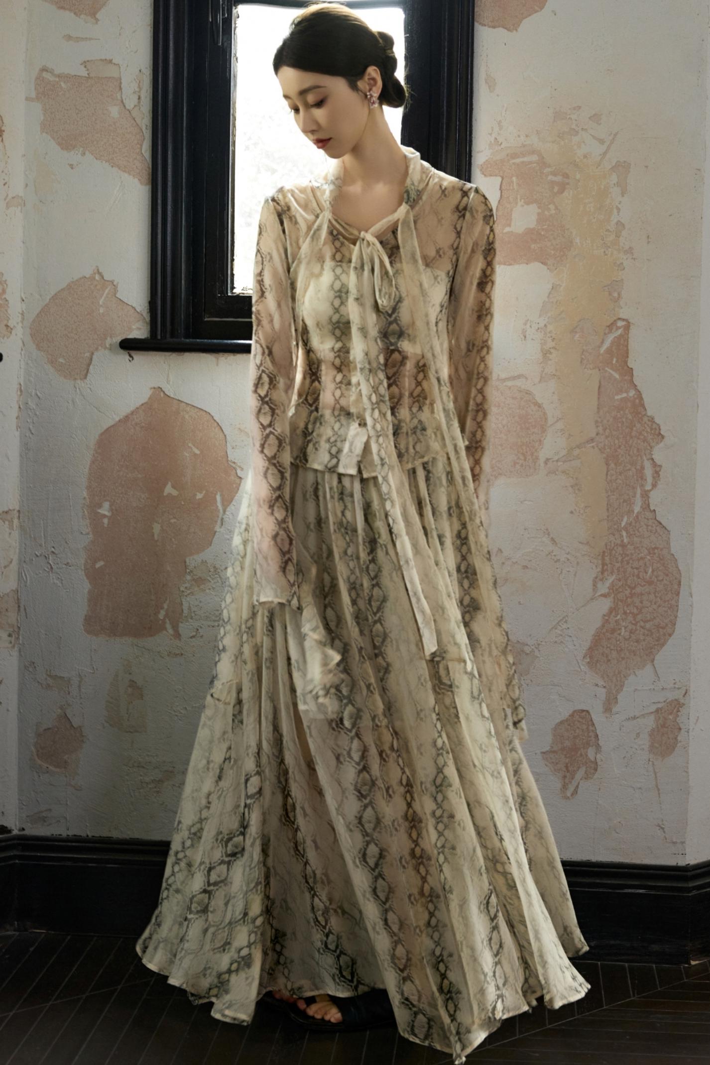 Snake Print A-line Skirt Set-Up