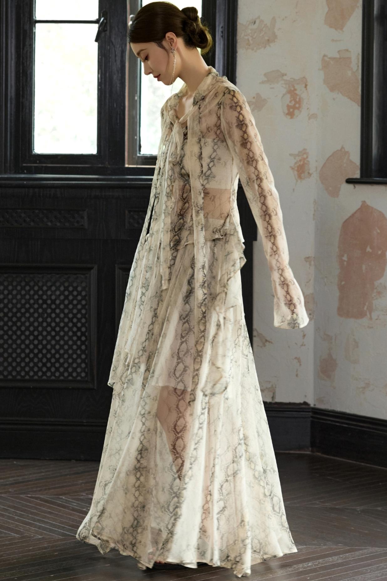 Snake Print A-line Skirt Set-Up