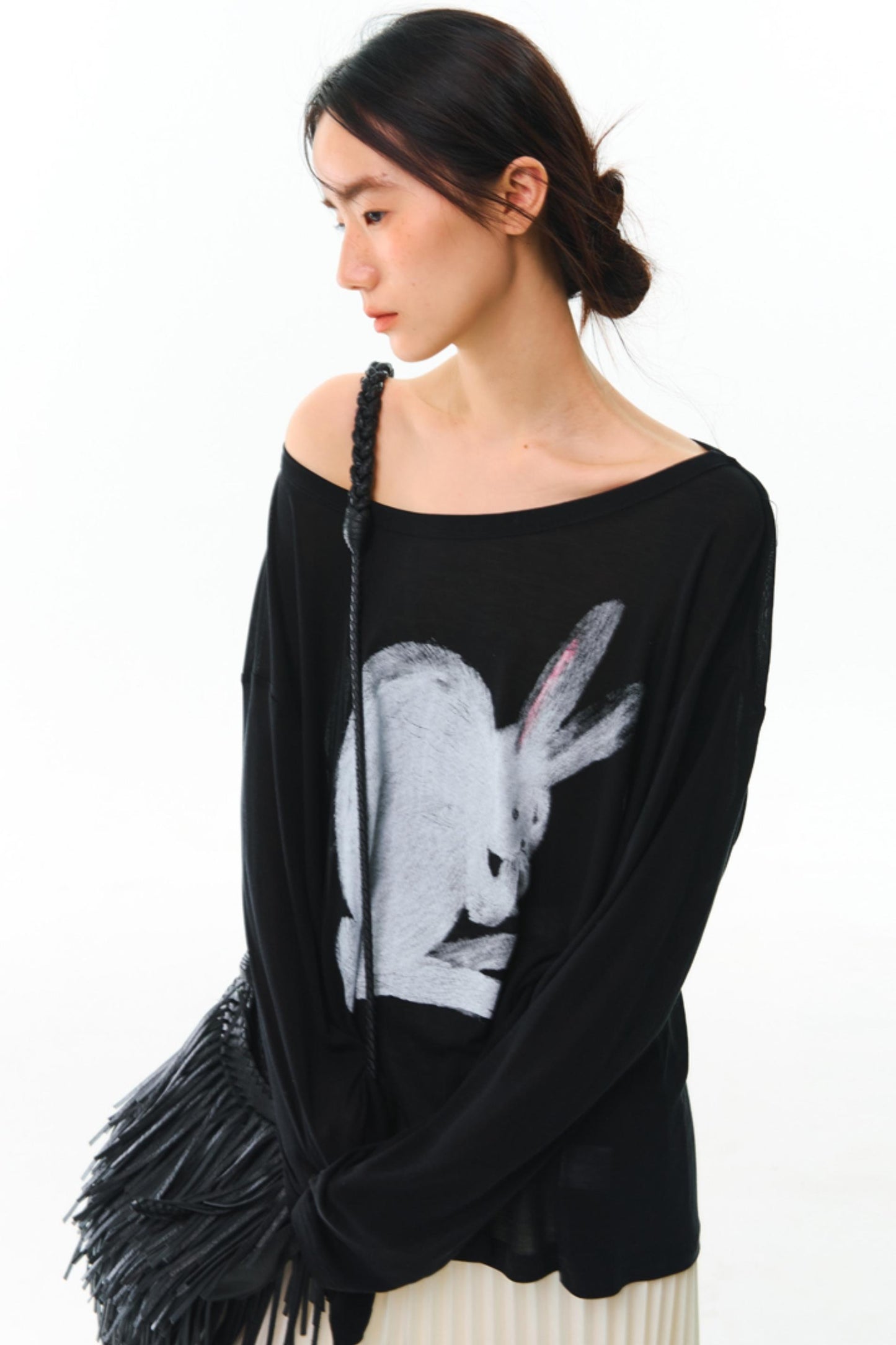 Hand-Painted Tencel Long Sleeve Top