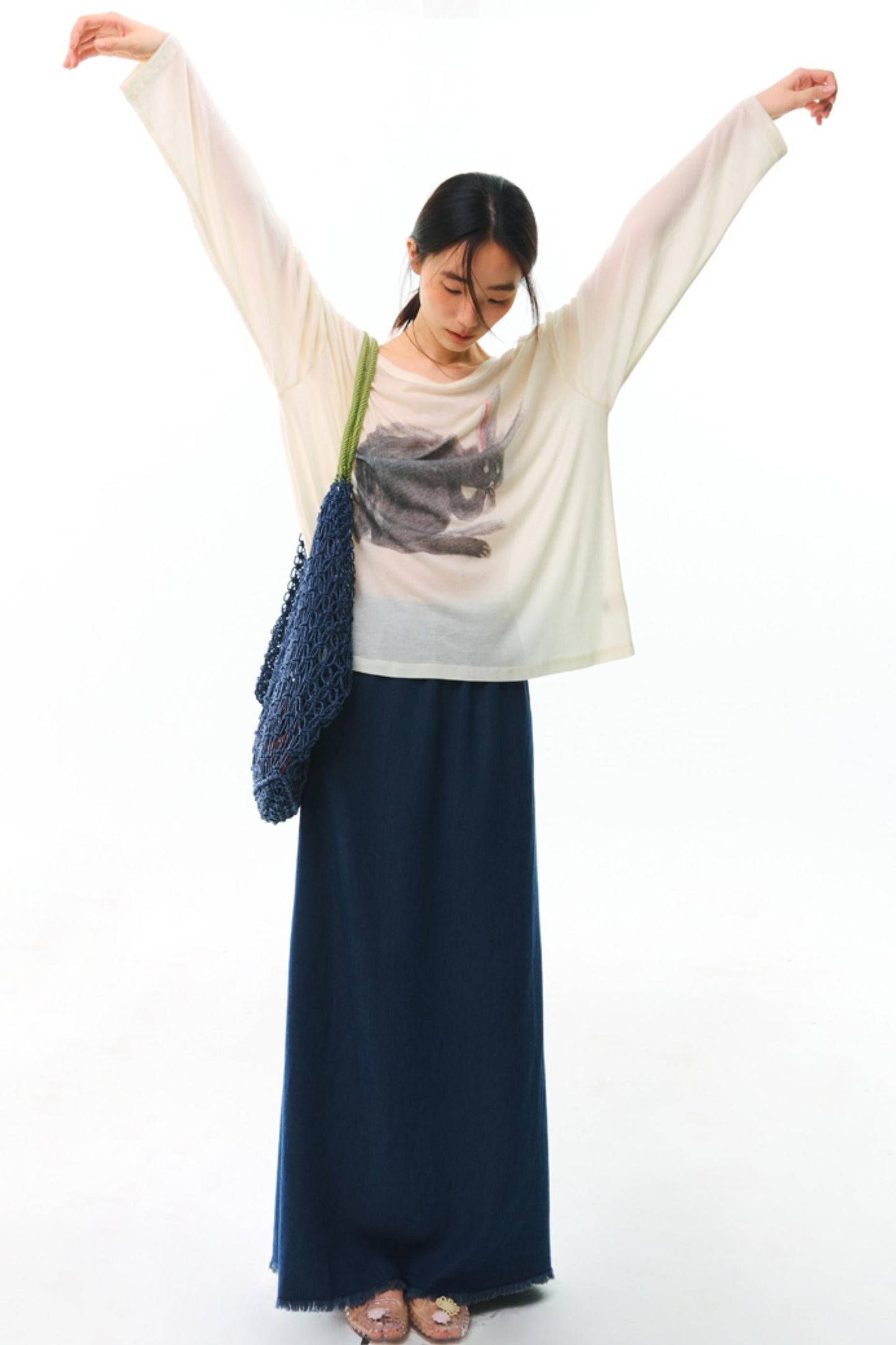 Hand-Painted Tencel Long Sleeve Top