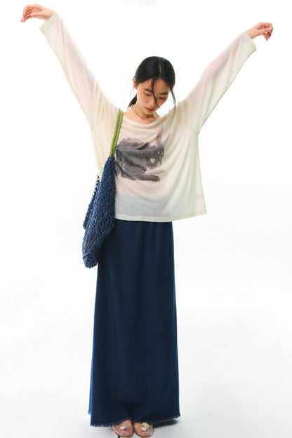 Hand-Painted Tencel Long Sleeve Top