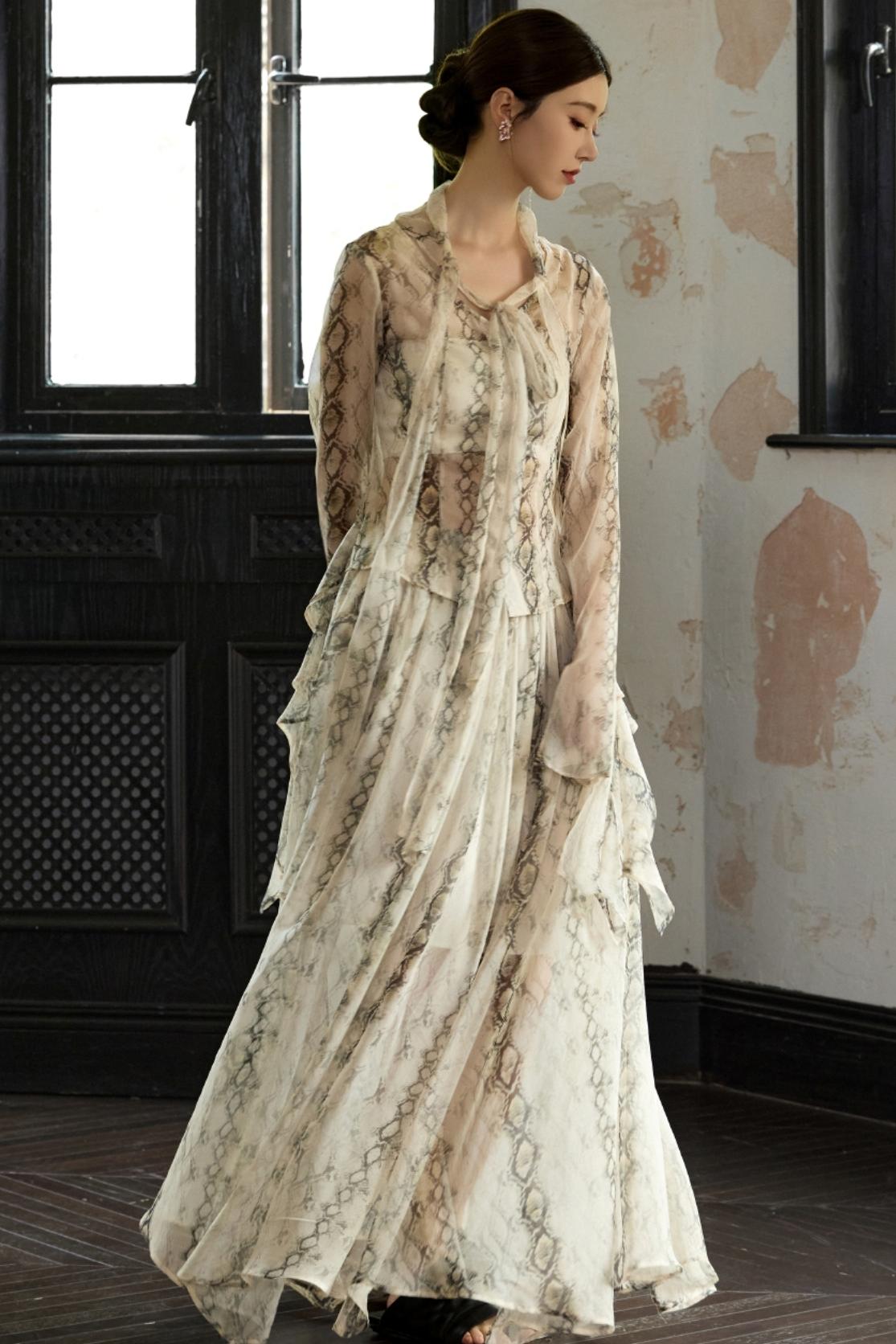 Snake Print A-line Skirt Set-Up