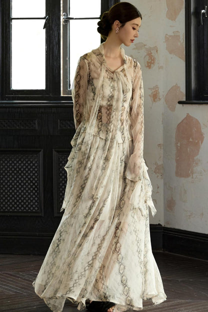 Snake Print A-line Skirt Set-Up