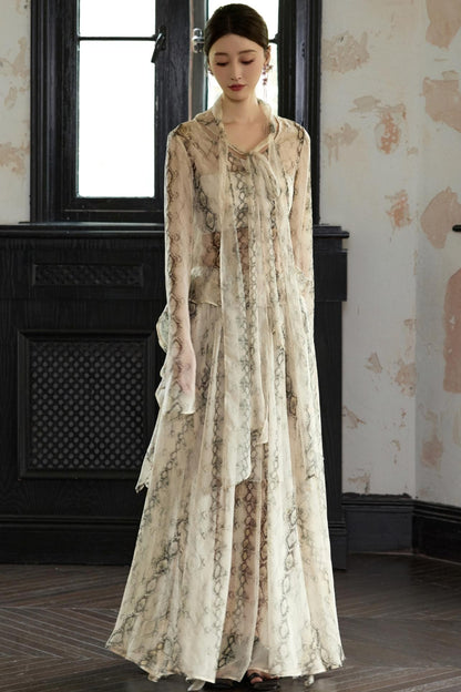 Snake Print A-line Skirt Set-Up