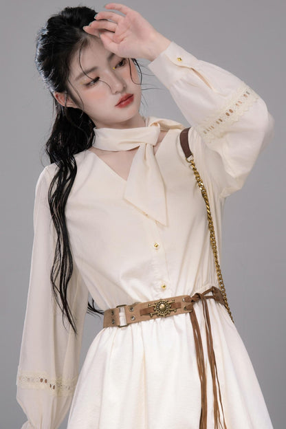 Urban Hibiscus Apricot Shirt Dress Set-Up