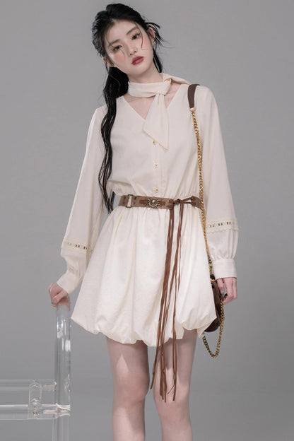 Urban Hibiscus Apricot Shirt Dress Set-Up