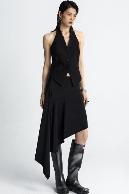 Summer Wavy Black Skirt