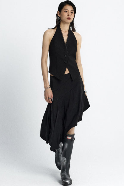 Summer Wavy Black Skirt