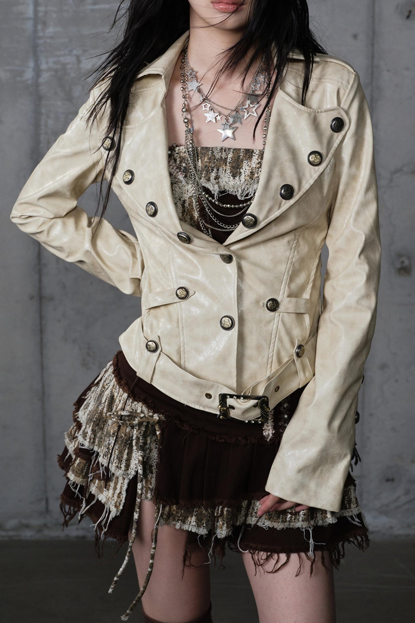 Embroidery Deconstructed  Short Leather Jacket