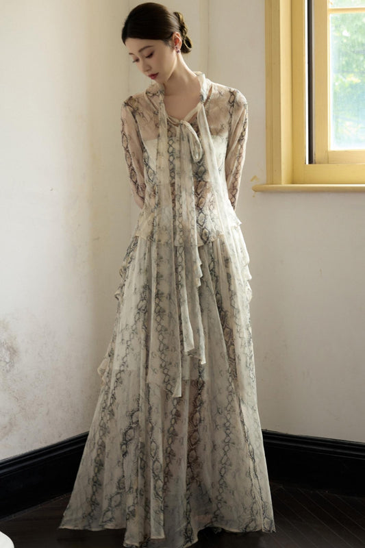 Snake Print A-line Skirt Set-Up