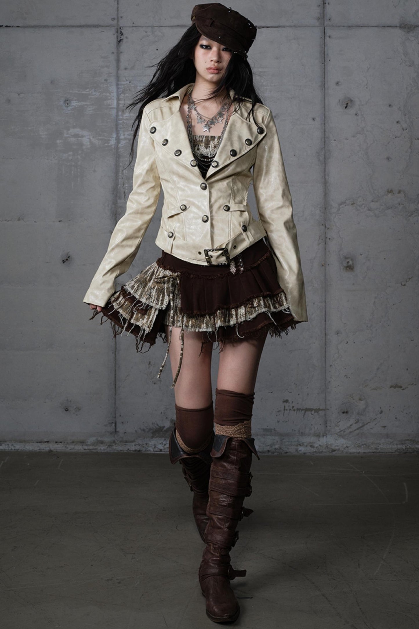 Embroidery Deconstructed  Short Leather Jacket