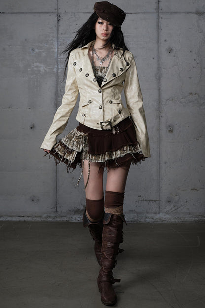 Embroidery Deconstructed  Short Leather Jacket