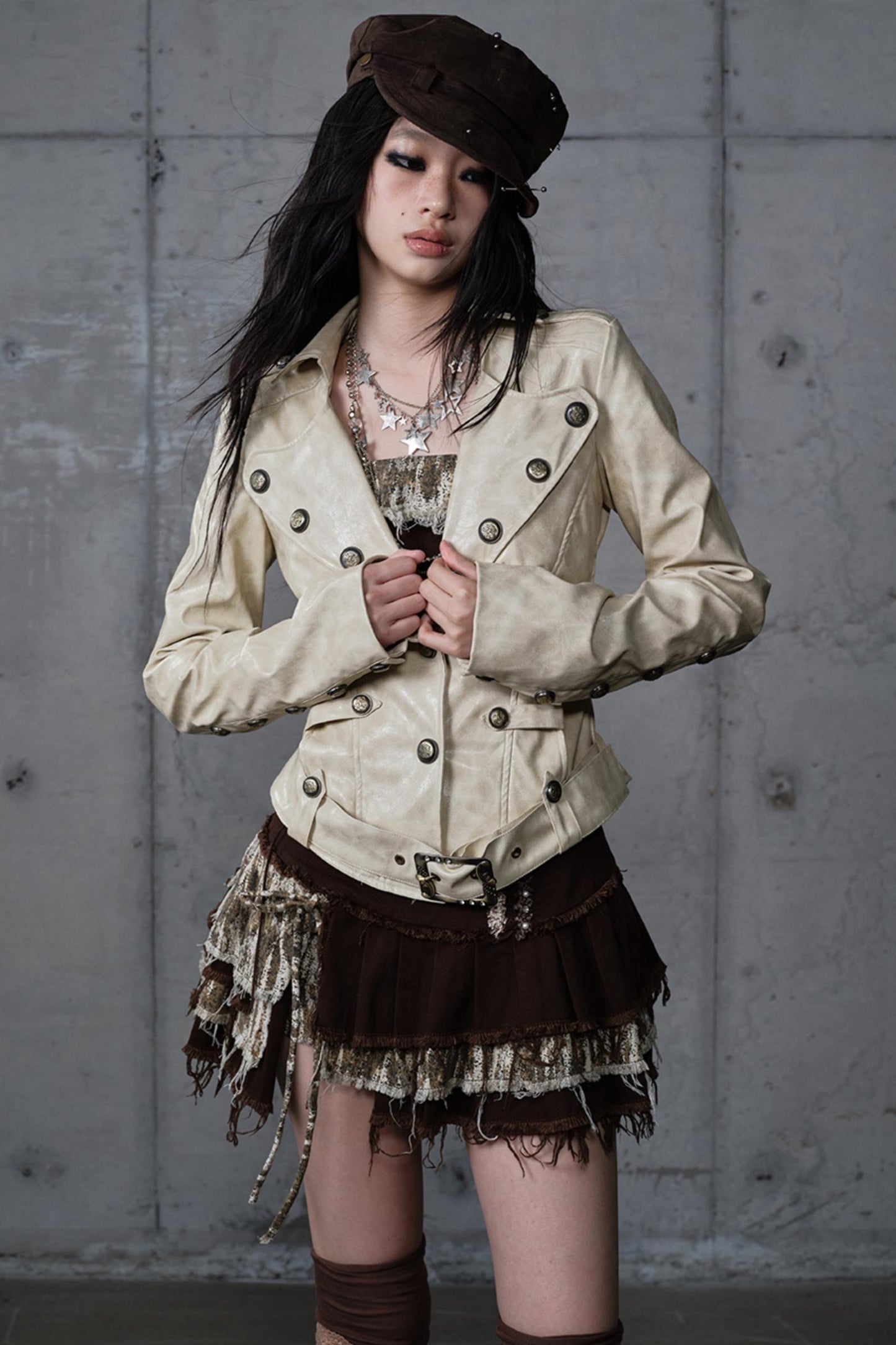 Embroidery Deconstructed  Short Leather Jacket