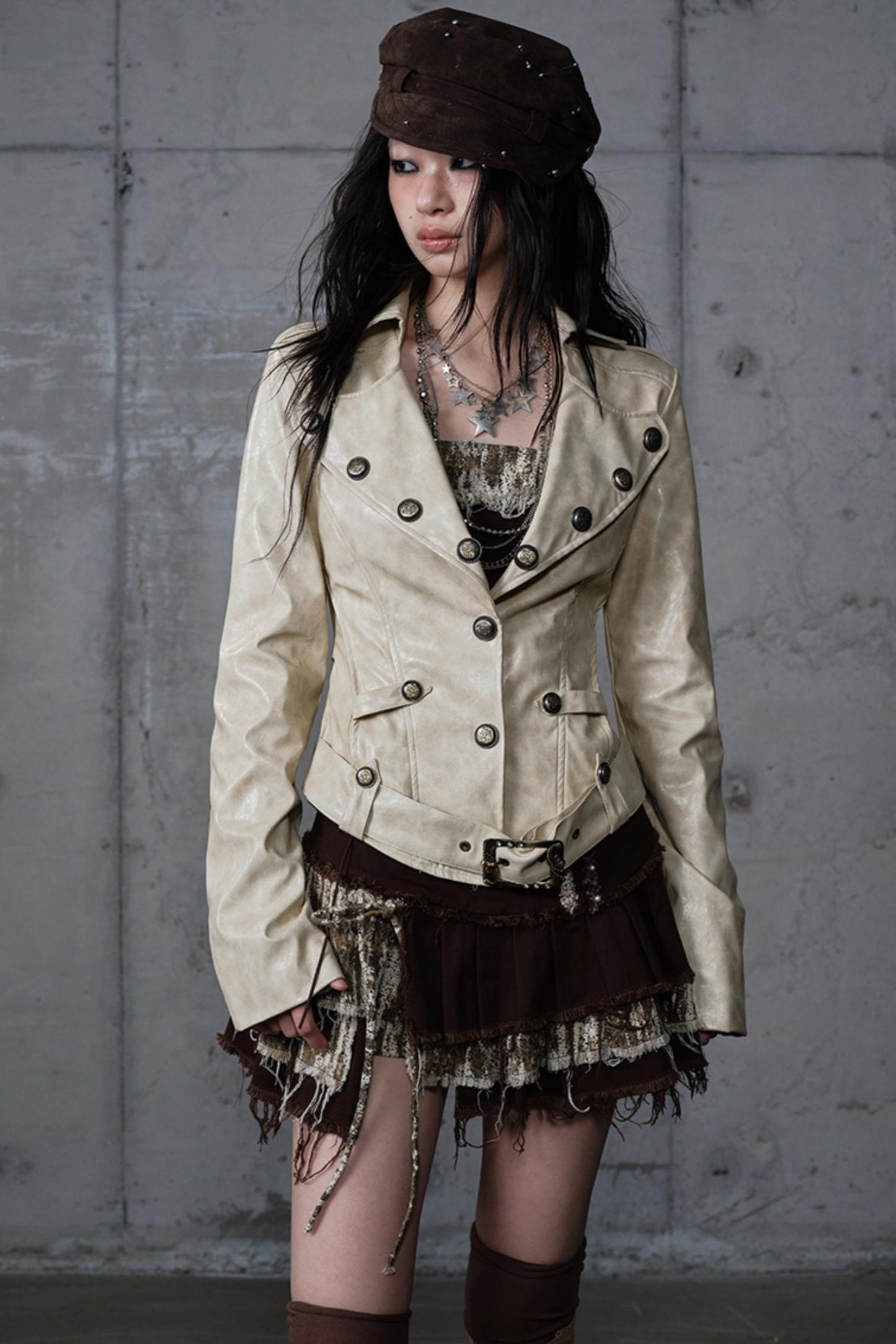 Embroidery Deconstructed  Short Leather Jacket