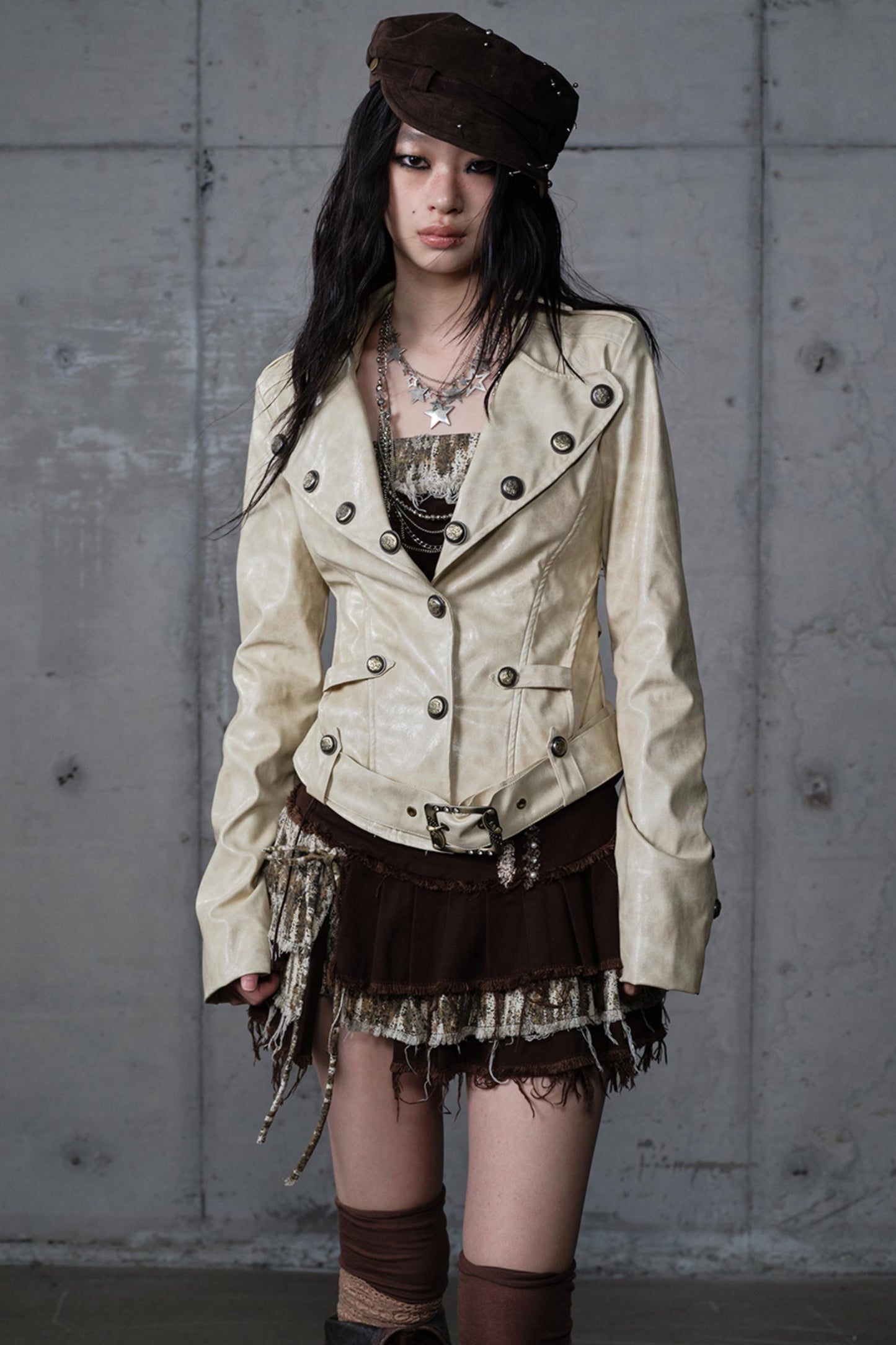 Embroidery Deconstructed  Short Leather Jacket