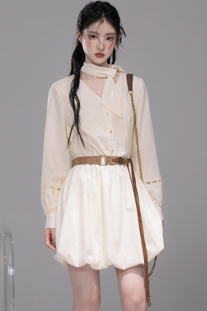 Urban Hibiscus Apricot Shirt Dress Set-Up