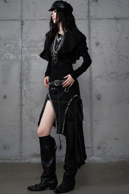 Irregular Leaky Leg Skirt