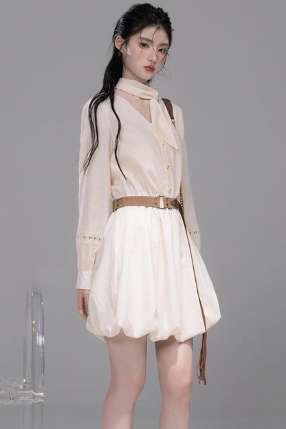 Urban Hibiscus Apricot Shirt Dress Set-Up