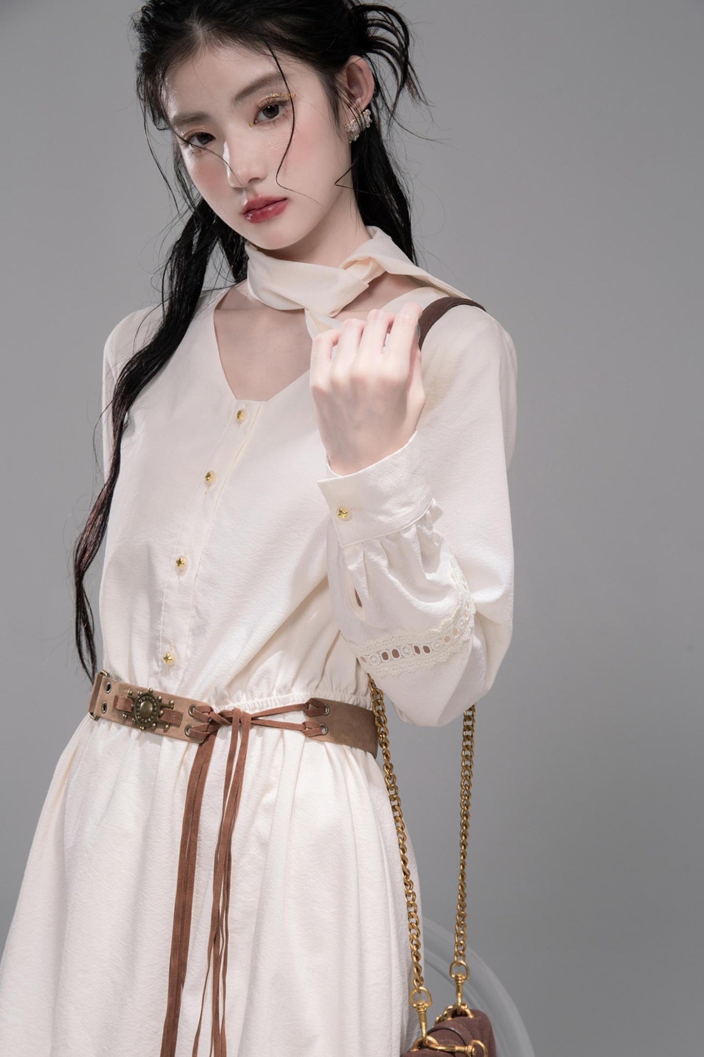 Urban Hibiscus Apricot Shirt Dress Set-Up