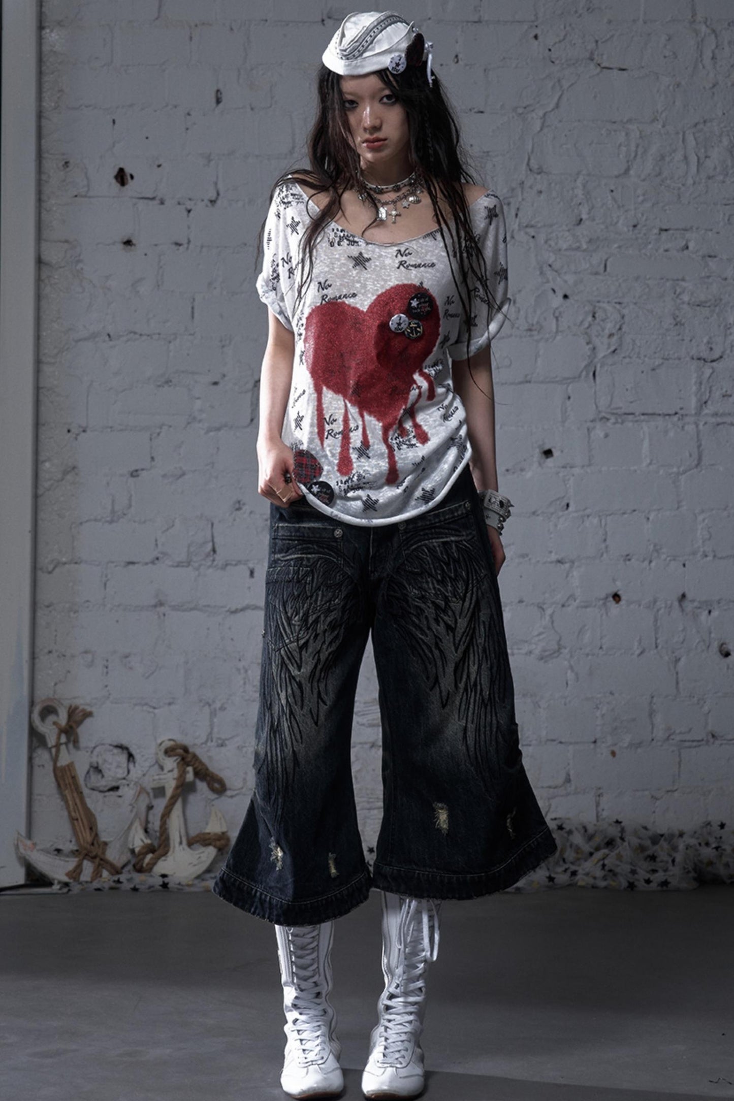 Winged Denim Trousers