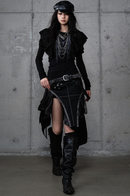 Irregular Leaky Leg Skirt