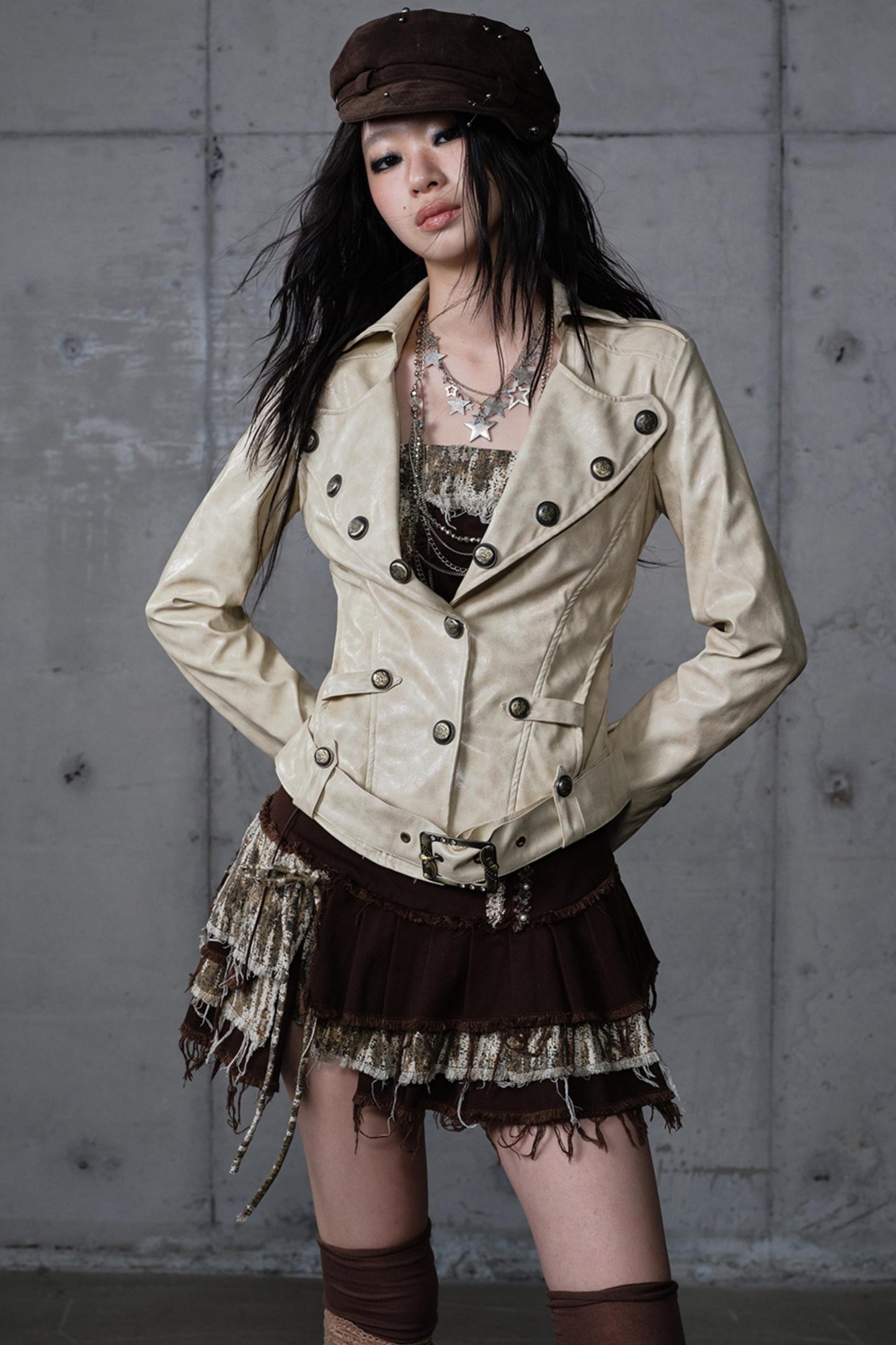 Embroidery Deconstructed  Short Leather Jacket