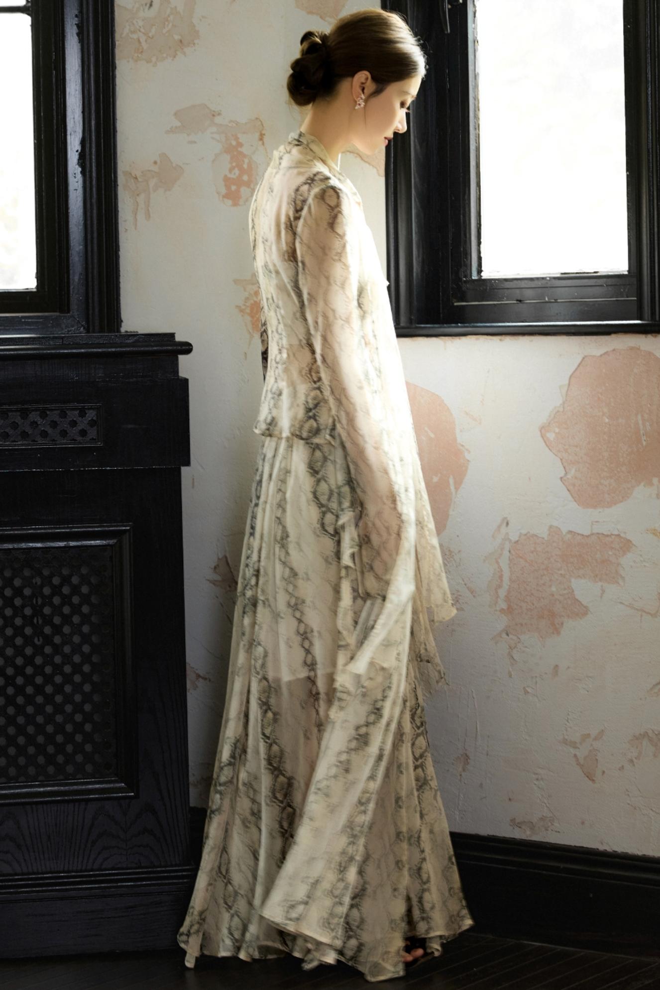 Snake Print A-line Skirt Set-Up