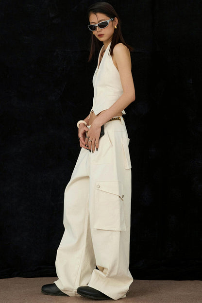 Ivory Wide-Leg Pants