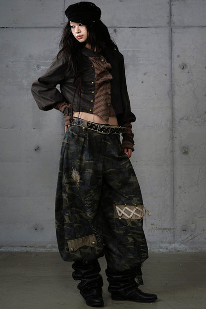 Heavy Industry Embroidery Camouflage Trousers