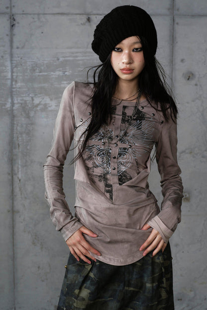 Vintage Distressed Long Sleeve Knitted Base Layer