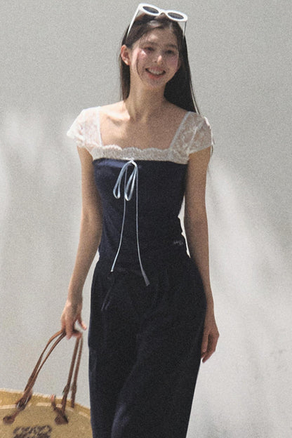 Cotton V-Neck Wide Leg Set-Up