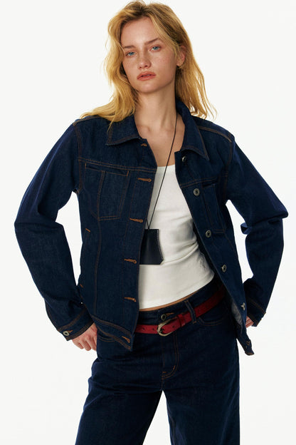 EINEN POSEN EINNEHMEN RETRO EINFACH CHIC JACKEN GEWASCHEN NICHT AUSFÄRBEND DENIM BOOTCUT HOSENSET 