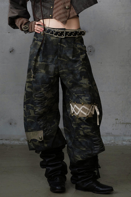 Heavy Industry Embroidery Camouflage Trousers