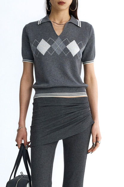 Vintage Diamond V-Neck Tee