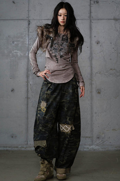 Vintage Distressed Long Sleeve Knitted Base Layer