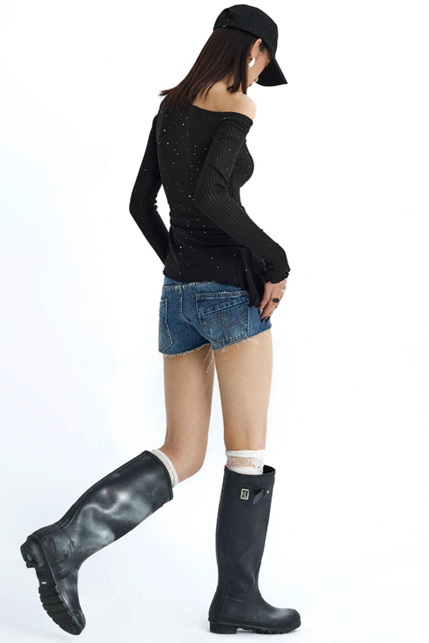 Pleated Rhinestone Tee