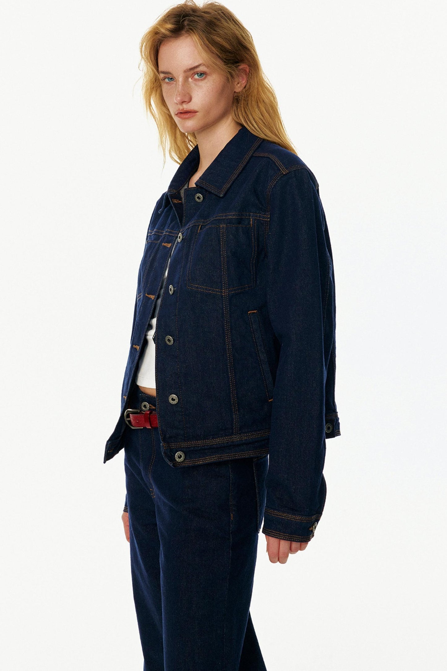 EINEN POSEN EINNEHMEN RETRO EINFACH CHIC JACKEN GEWASCHEN NICHT AUSFÄRBEND DENIM BOOTCUT HOSENSET 