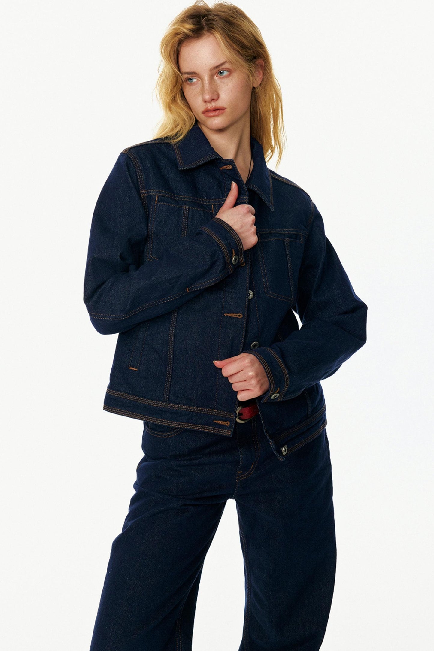 EINEN POSEN EINNEHMEN RETRO EINFACH CHIC JACKEN GEWASCHEN NICHT AUSFÄRBEND DENIM BOOTCUT HOSENSET 