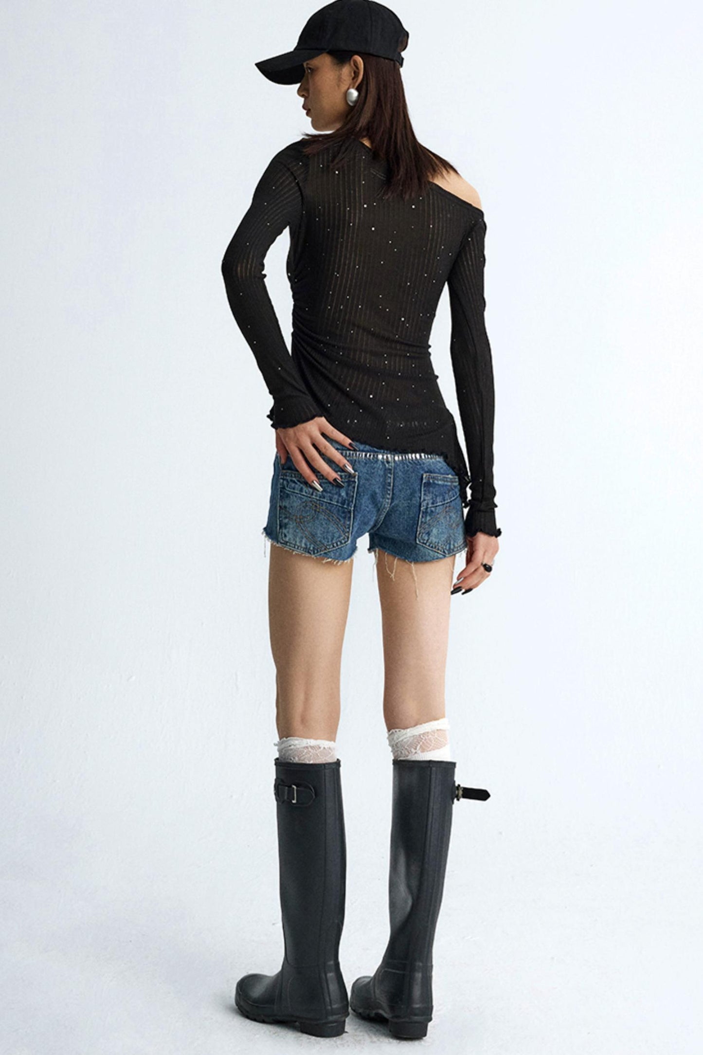 Pleated Rhinestone Tee