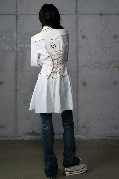 Vintage Punk Patchwork Leather Long Sleeve Shirt