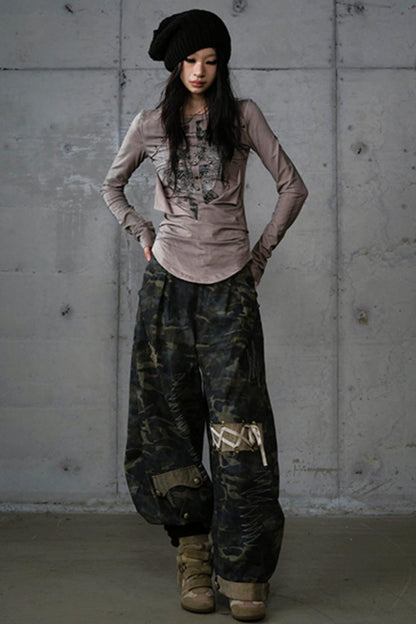 Heavy Industry Embroidery Camouflage Trousers